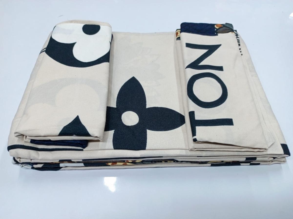 Cream Louis Vuitton Bedsheet Set